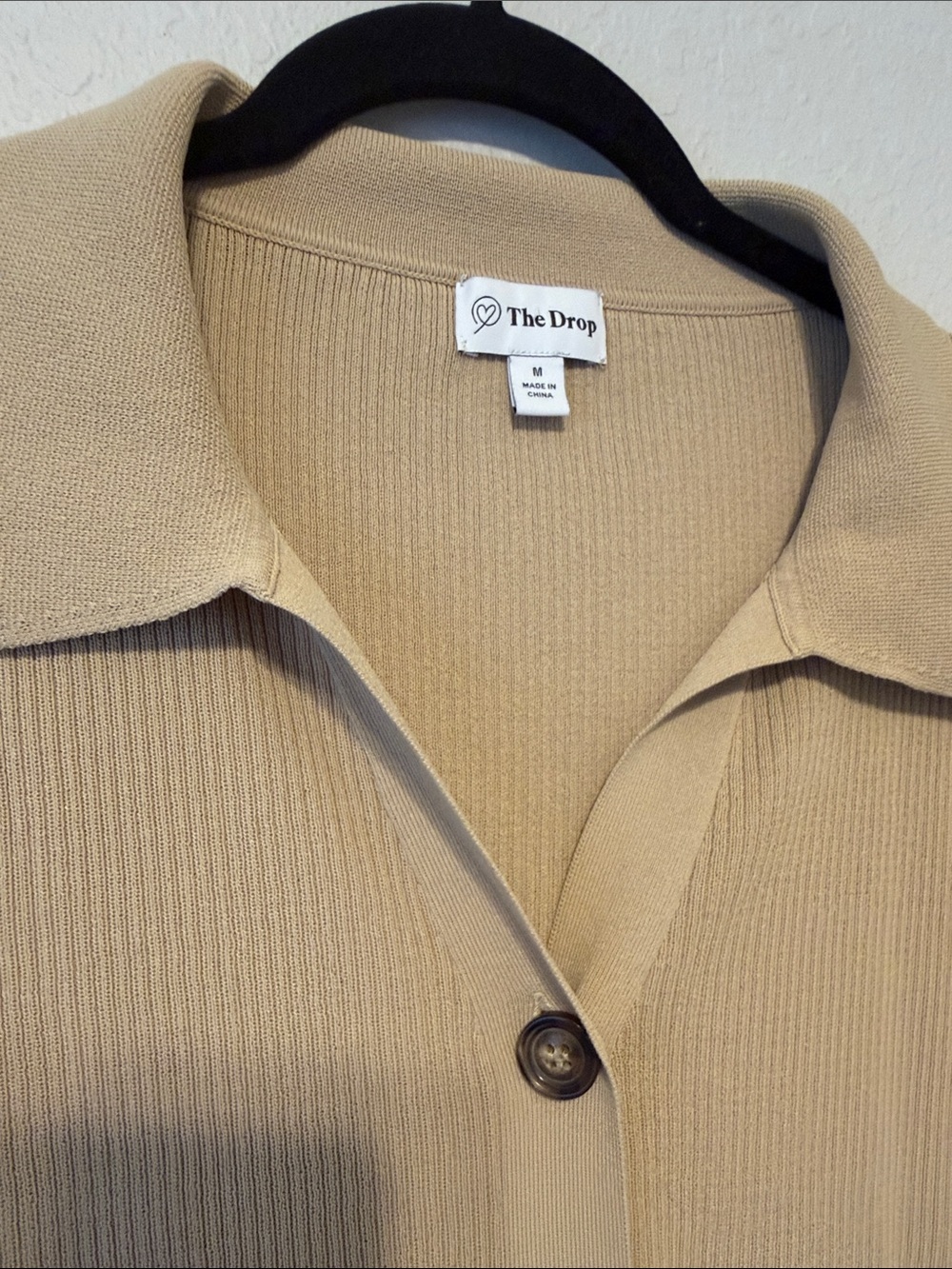 The Drop Women’s Tan Ribbed Button-Front Cardigan - Picture 3 of 6